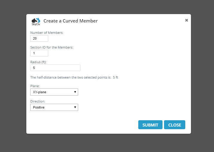 curved member popup